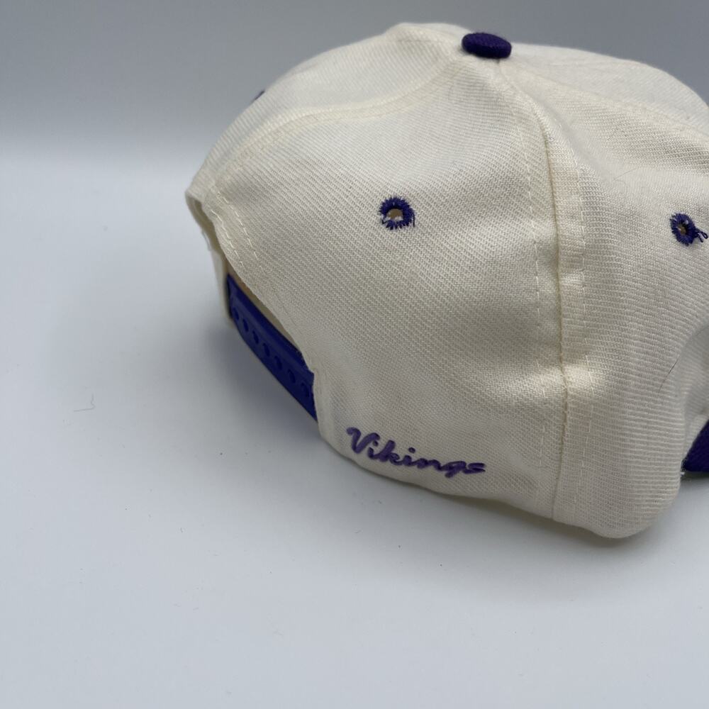 Vintage AJD Minnesota Vikings Hat Snapback Cap Purple‎ White Football NFL Nice - Picture 4 of 11